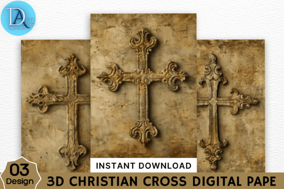 3D Christian Cross Digital Paper Backgrounds