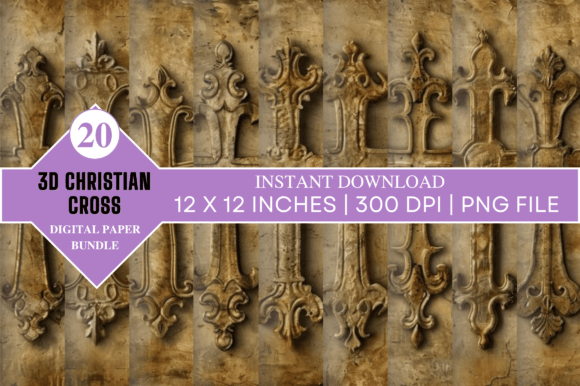 3D Christian Cross Digital Paper Bundle & Backgrounds