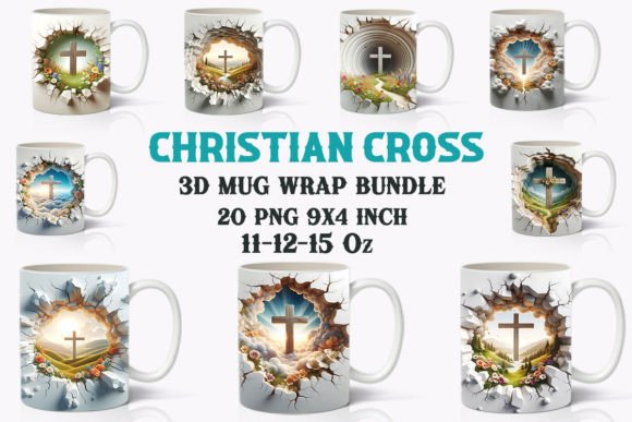 3D Christian Cross Mug Wrap Bundle for Crafts