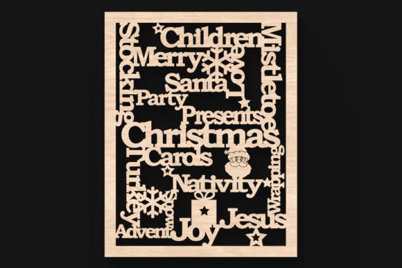Christmas Word Collage Laser Cut Sign and Signs