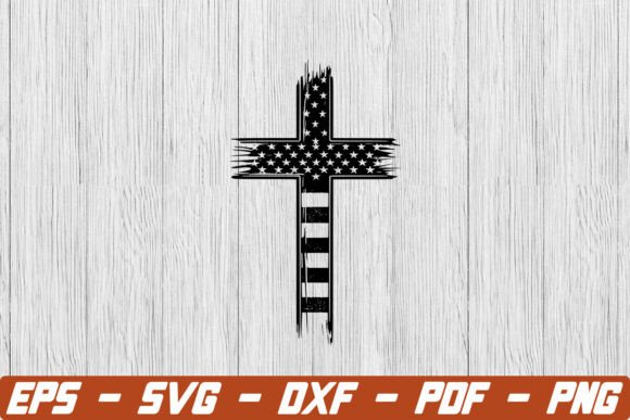 Cross with American Flag Svg, Christian Crafts