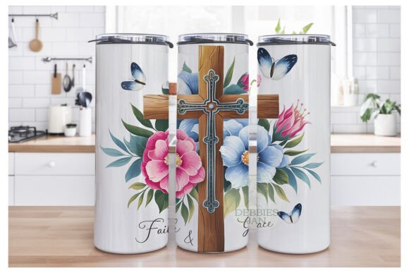 Faith Grace Retro Christian Tumbler and Tumbler Wraps