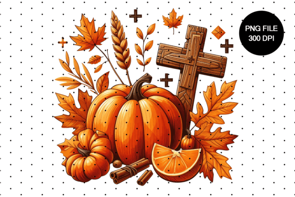 Fall Autumn Pumpkin Cross Jesus Clipart2 and Illustrations