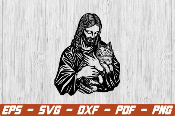 Jesus Holding a Cat Svg, Jesus Svg in Crafts
