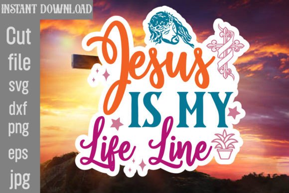 Jesus is My Life Line Sticker Design for Crafts