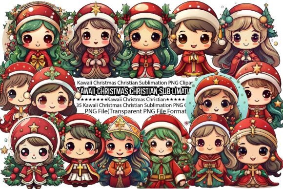 Kawaii Christmas Christian Sublimation and Print Templates